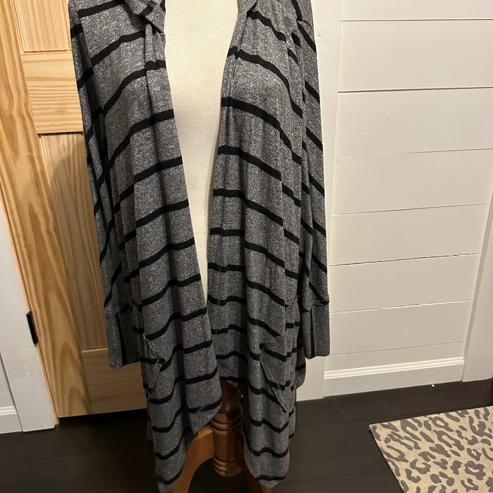 Striped Gray and Black Cardigan